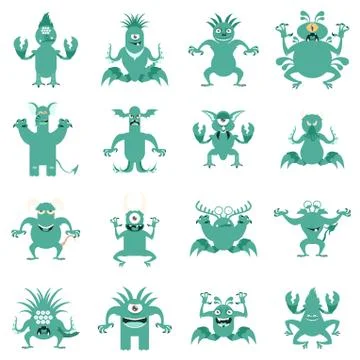 Set of flat moster icons3 Stock Illustration