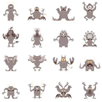 Set of flat moster icons5 Stock Illustration