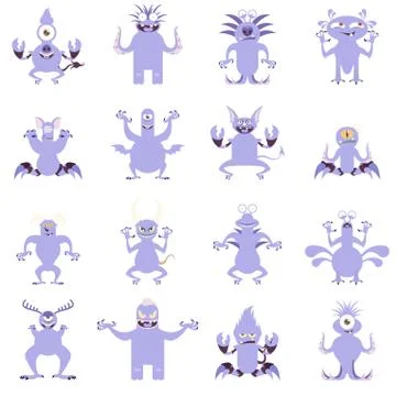 Set of flat moster icons6 Stock Illustration