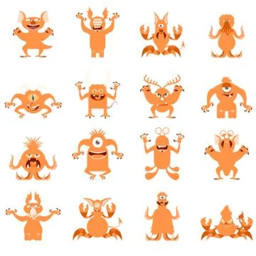 Set of flat moster icons7 Stock Illustration