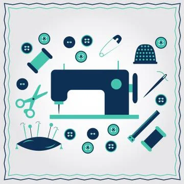 Set of flat needlework icons Stock Illustration