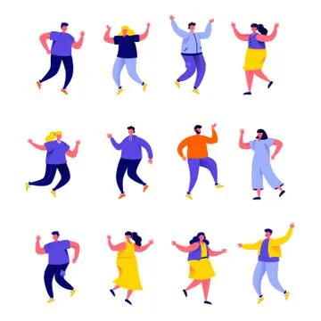 Set of flat people have a rest on party characters Illustrazione stock