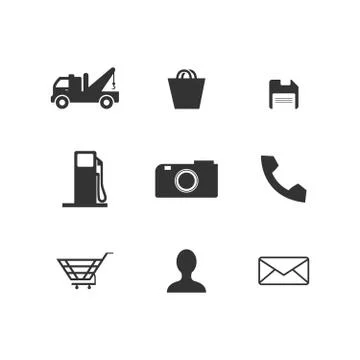 Set of flat Phone and web icon vector Stock Illustration