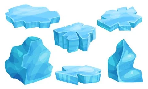 Set of flat pieces of ice. Vector illustration. Stockillustratie