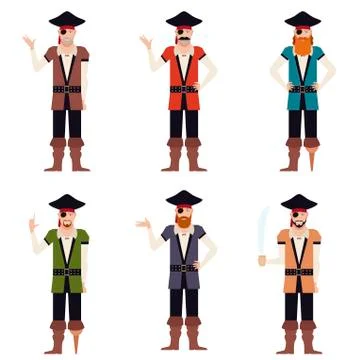 Set of flat pirate icons Stock Illustration