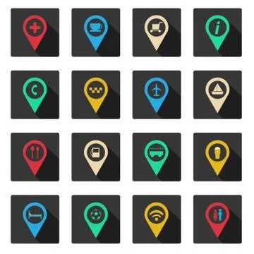 Set of flat place icons イラスト素材