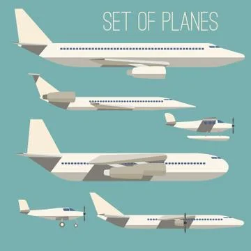 Set of flat planes Stock Illustration