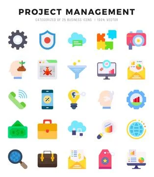 Set of Flat Project Management Icons. Flat art icon. Vector illustration Stock Illustration