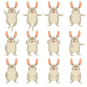 Set of flat rabbit icons Stock Illustration