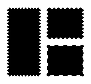 Set of flat rectangular patterns with squiggly borders. Wave curve edge black 스톡 일러스트