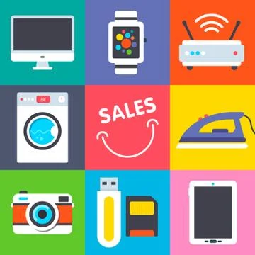 Set of flat retail icons 库存插图