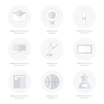 Set of flat school and education icons set line icons styles Stock Illustration