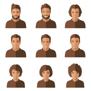 Set of flat smile avatars Stock Illustration