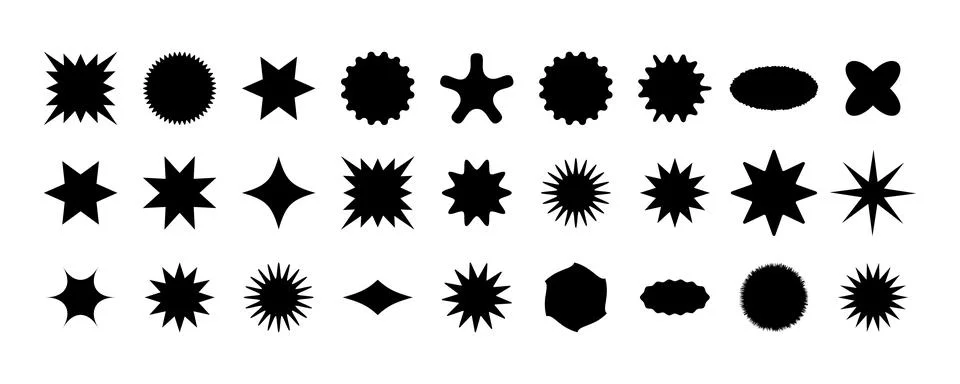 Set of flat starburst labels. Design elements for promo advertising campaig.. Stock Illustration