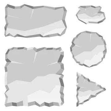 A set of flat stones, flat stones of gray color. Ilustración de archivo