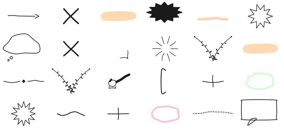 Set of flat style decorative icons Stock Illustration