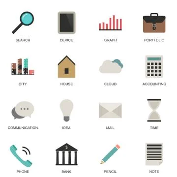 Set of flat style icons. 스톡 일러스트