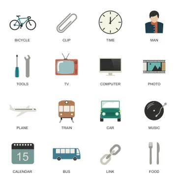 Set of flat style icons. Stock Illustration