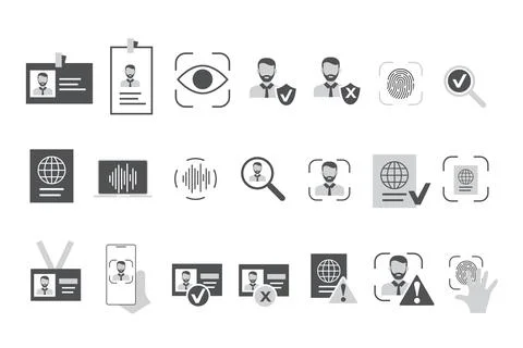 Set of flat-style identity web icons. Collection of authentication icons Stock Illustration