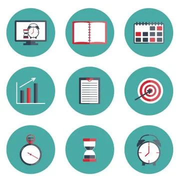 Set of flat time management icons イラスト素材