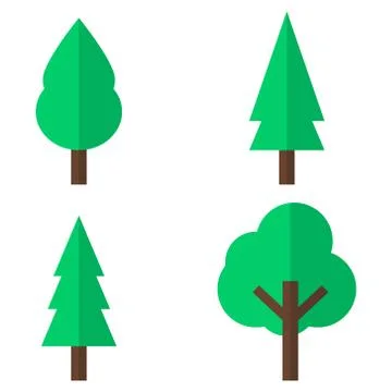 Set of flat tree icon. Vector illustration, EPS 8 Stock Illustration