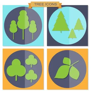 Set of flat tree icons Stock Illustration