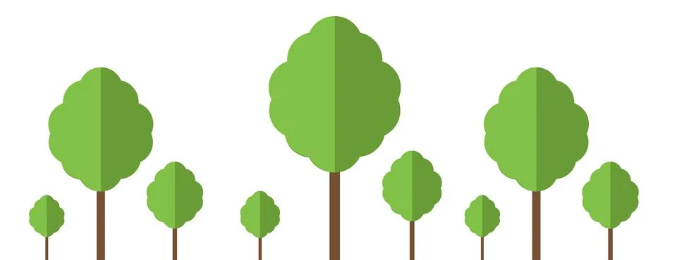 Set flat trees. Vector illustrations. Forest. Icon. Vector Illustrazione stock