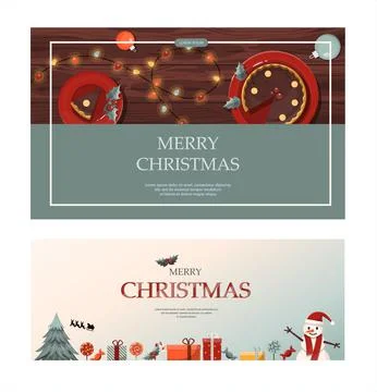 Set of flat vector banners Big Christmas sale. Cartoon Christmas template with Stock Illustration