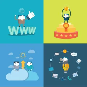 Set of flat vector business concept design Stock Illustration