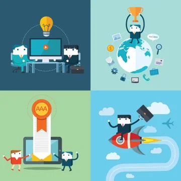 Set of flat vector business concept design Stock Illustration