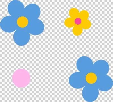 Set of flat vector floral shapes and pastel pink circle is floating over Stock Illustration