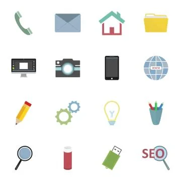 Set of flat vector icons. Stock Illustration