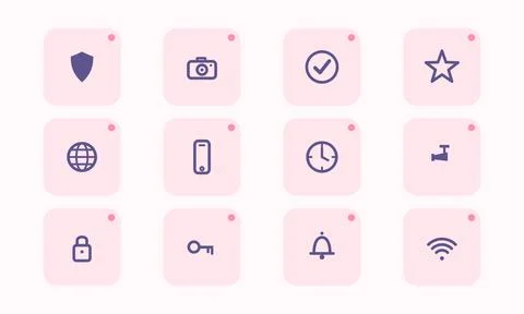 Set of flat vector icons: security, creative, editable, vector, icon, set Stock-Illustration