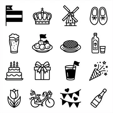 Set of Flat Vector Line Icons Featuring Cultural Symbols and Festive Elements Illustrazione stock