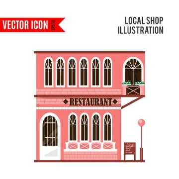 Set of flat vector shop building facades icons Stock Illustration