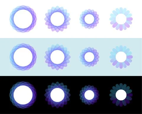 Set of flat vector stamps. Circles with gradient borders Illustrazione stock