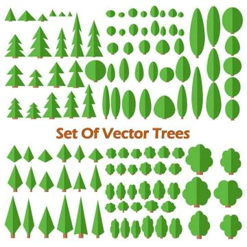 Set Of Flat Vector Trees イラスト素材
