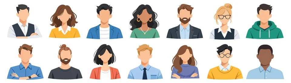 Set of flat vector user avatars representing diverse men and women of vario.. Stock Illustration