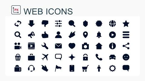 A set of flat vector web icons. Editable, isolated. Stock Illustration