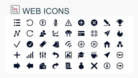 A set of flat vector web icons. Editable, isolated. Stock Illustration