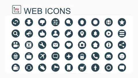 A set of flat vector web icons. Editable, isolated. Stock Illustration