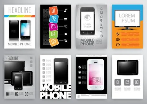 Set of flayers design template Stock Illustration