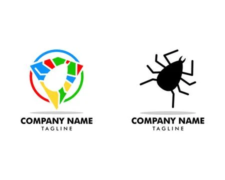 Set of Flea Animal Design Logo Vector Stock Illustration