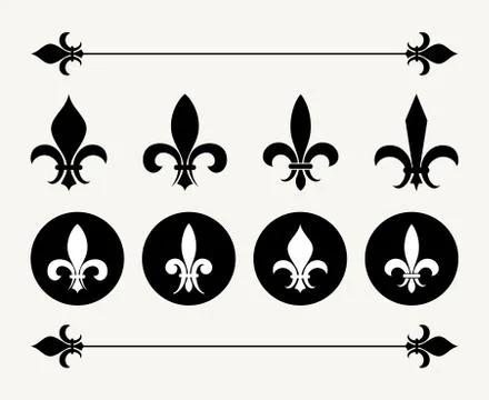 Set of fleur de lys design elements Illustrazione stock