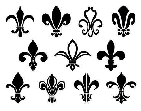 Set of Fleurs-de-lis icons. Vector illustration. Ilustración de archivo