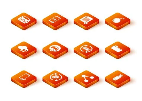 Set Flight mode in the mobile, Refund money, Music streaming service, Car Ilustração Stock