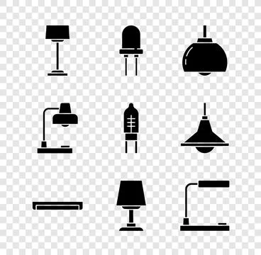 Set Floor lamp, Light emitting diode, Chandelier, Fluorescent, Table,  and .. 스톡 일러스트