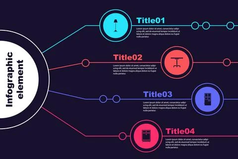 Set Floor lamp, Round table, Closed door and Furniture nightstand. Business i Stock Illustration