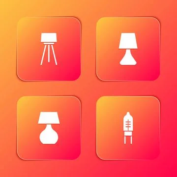 Set Floor lamp, Table, and Light emitting diode icon. Vector Stock Illustration