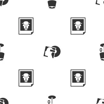 Set Floor lamp, Vinyl disk and Photo on seamless pattern. Vector Иллюстрация